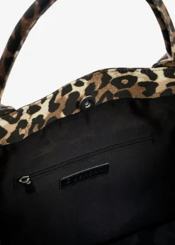 Bolso tipo shopper de lona con estampado de leopardo