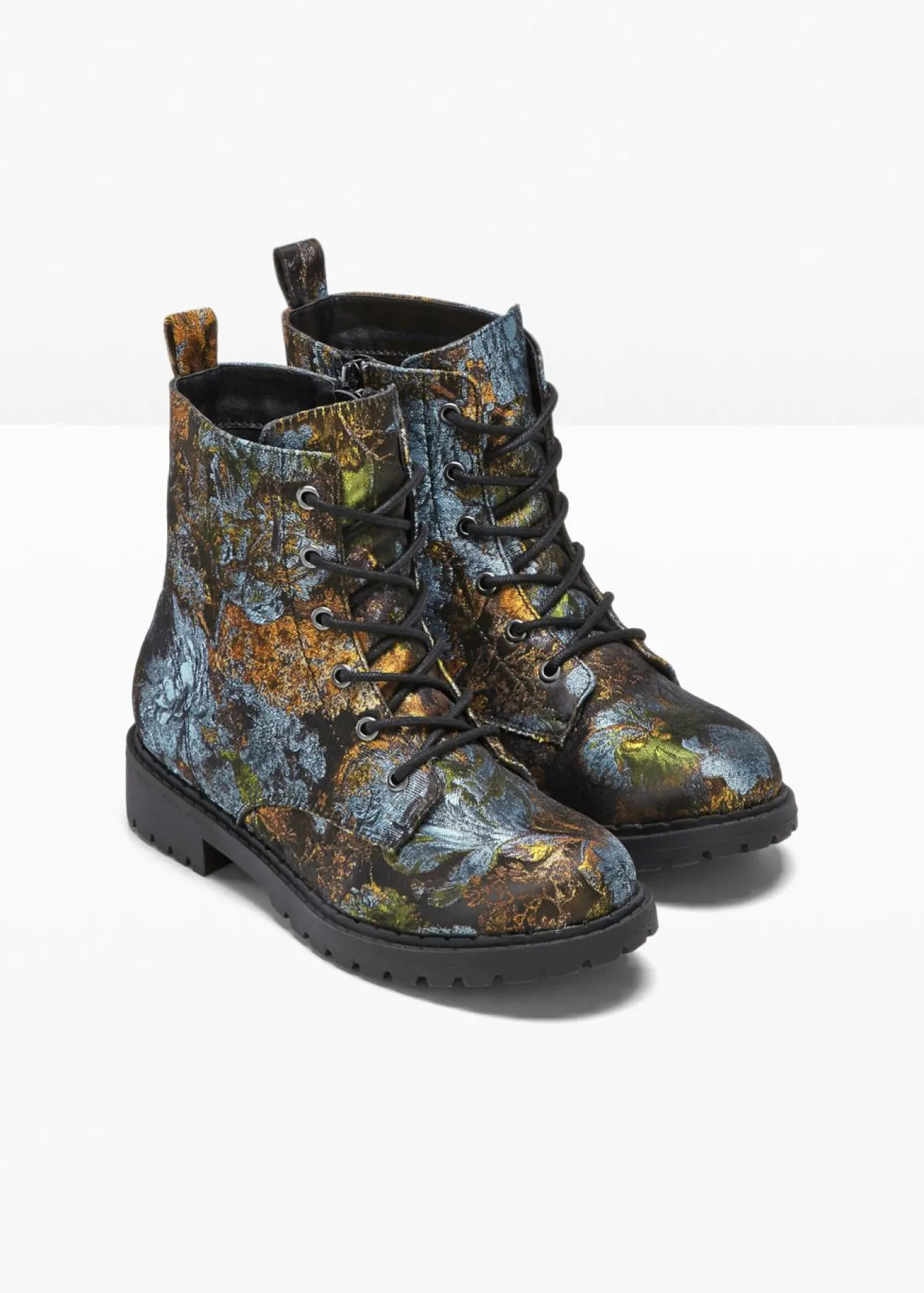 Botas con cordones y estampado de flores