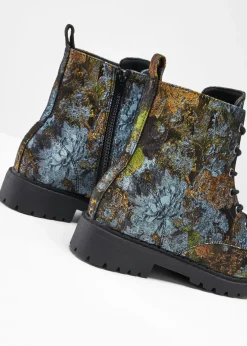 Botas con cordones y estampado de flores