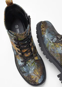 Botas con cordones y estampado de flores