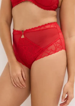 Braga de talle alto con encaje de corazones