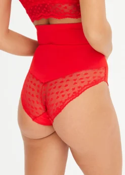 Braguita moldeadora de talle alto con encaje de corazones y gran efecto moldeador