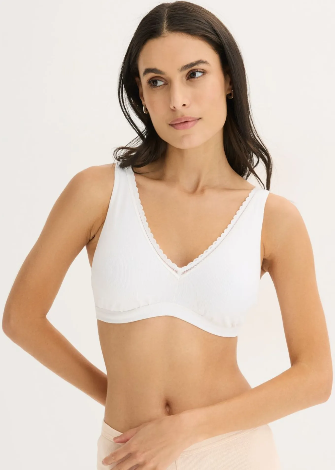 Bralette acolchado sin aros de canalé con algodón orgánico