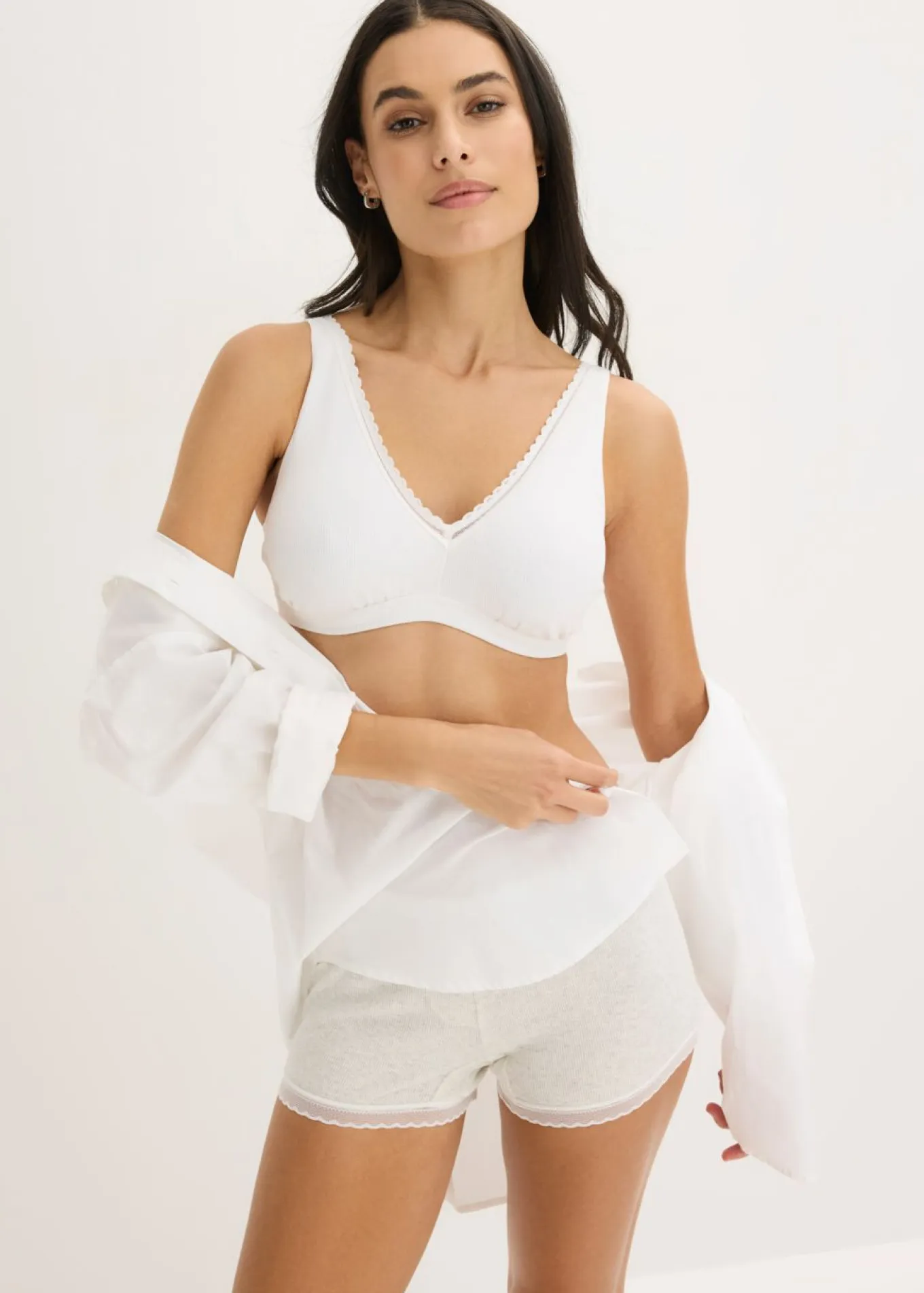 Bralette acolchado sin aros de canalé con algodón orgánico