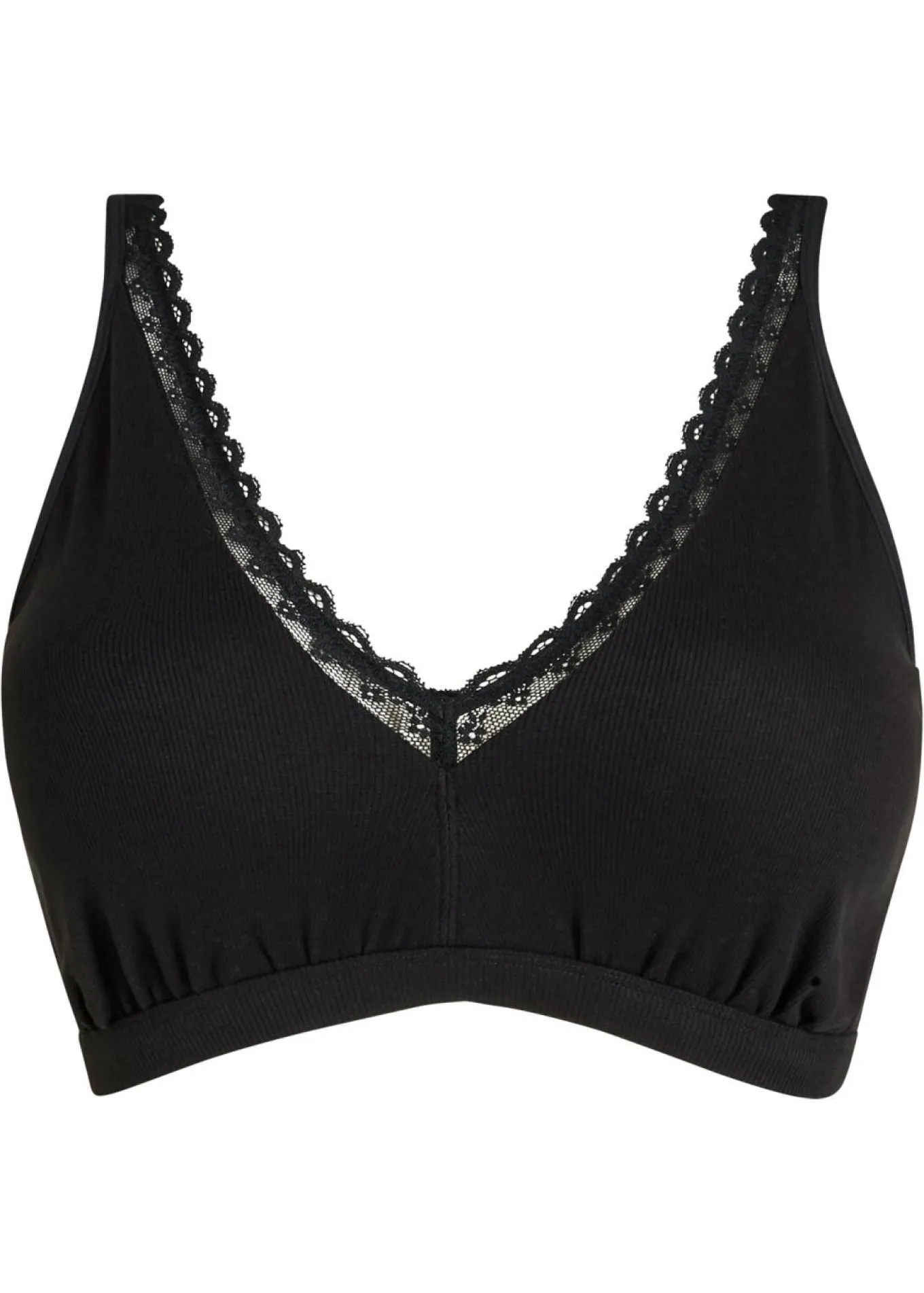 Bralette de canalé de algodón orgánico con encaje