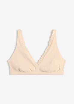 Bralette de canalé de algodón orgánico con encaje