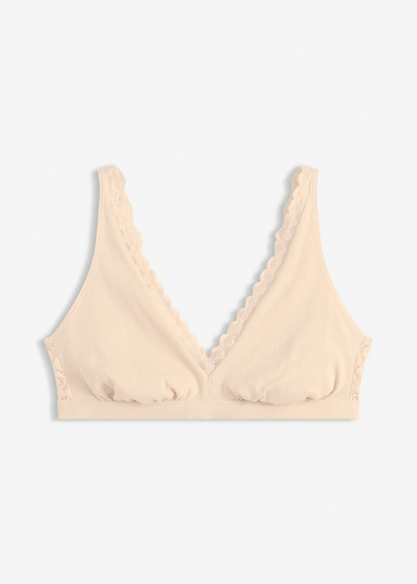 Bralette de canalé de algodón orgánico con encaje