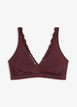 Bralette de canalé de algodón orgánico con encaje