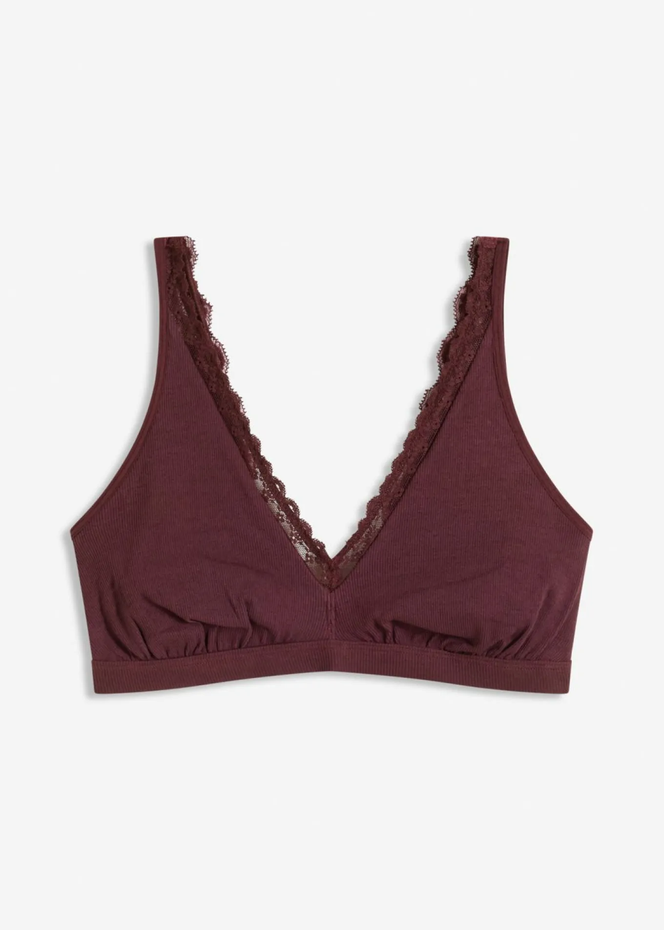 Bralette de canalé de algodón orgánico con encaje