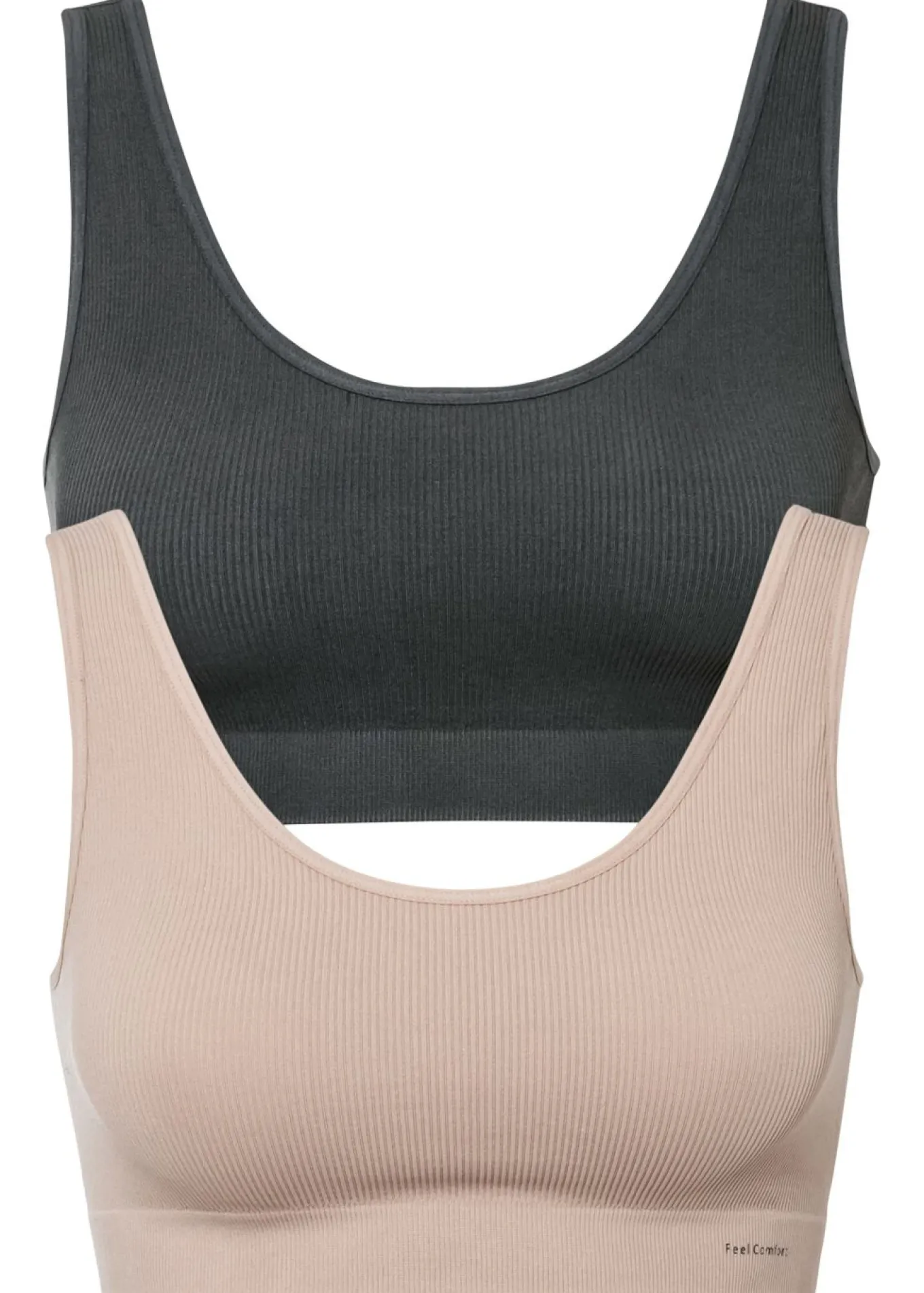 Bustier Feel Comfort acanalado y sin costuras (2 unidades)