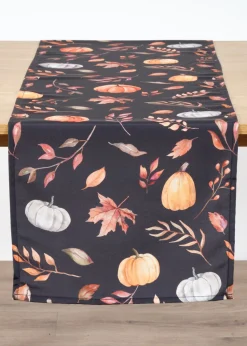 Camino de mesa repelente al agua con estampado de calabaza