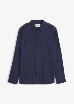 Camisa de franela de algodón puro con hombreras
