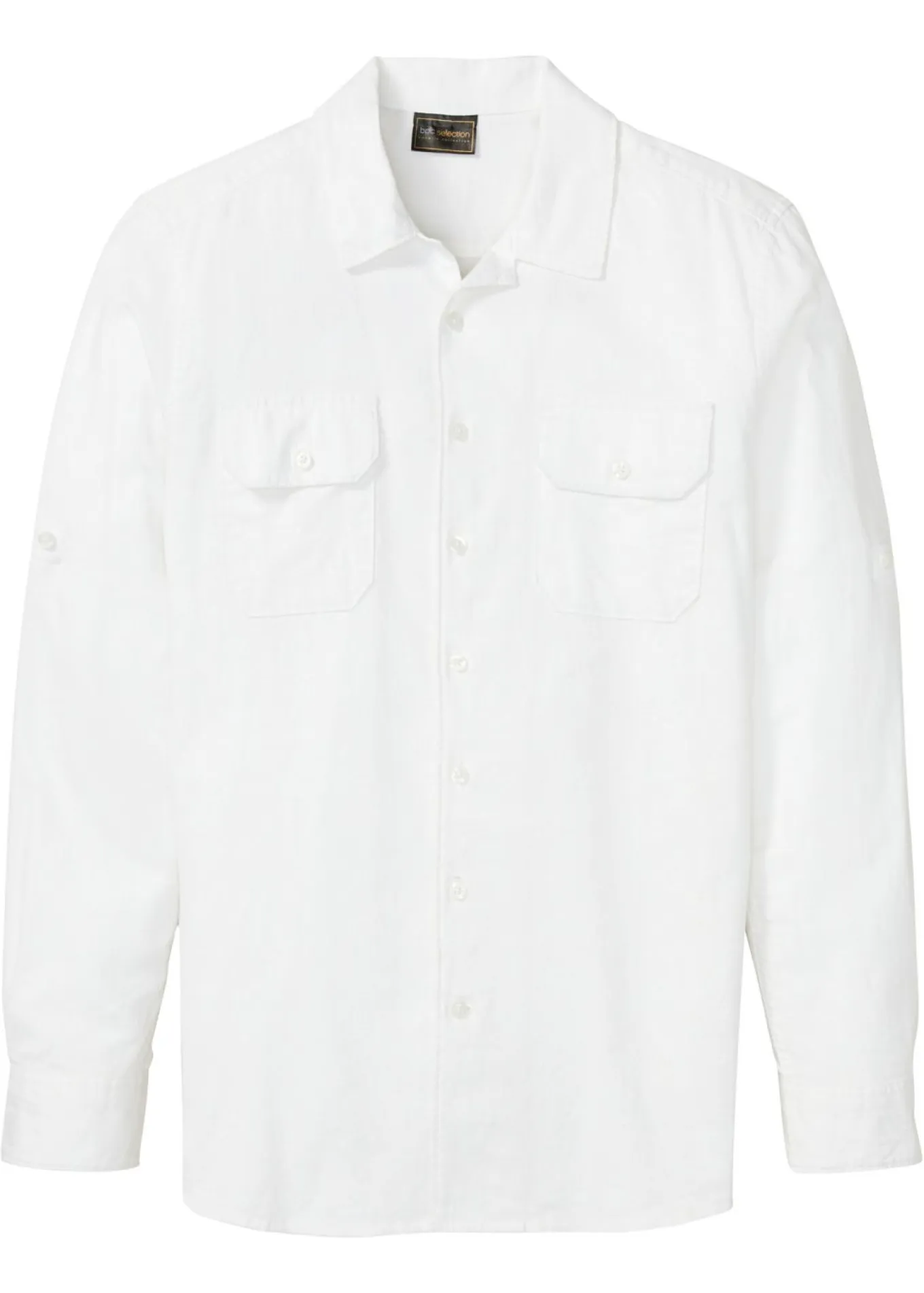 Camisa de lino con manga larga y mangas enrolladas