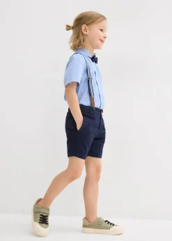Camisa de manga corta, bermudas tipo chino, tirantes y pajarita (conjunto de 4 piezas)
