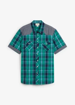 Camisa de manga corta con ribete vaquero