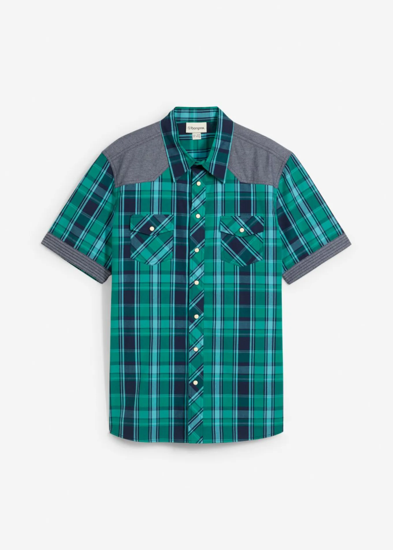 Camisa de manga corta con ribete vaquero