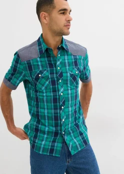 Camisa de manga corta con ribete vaquero