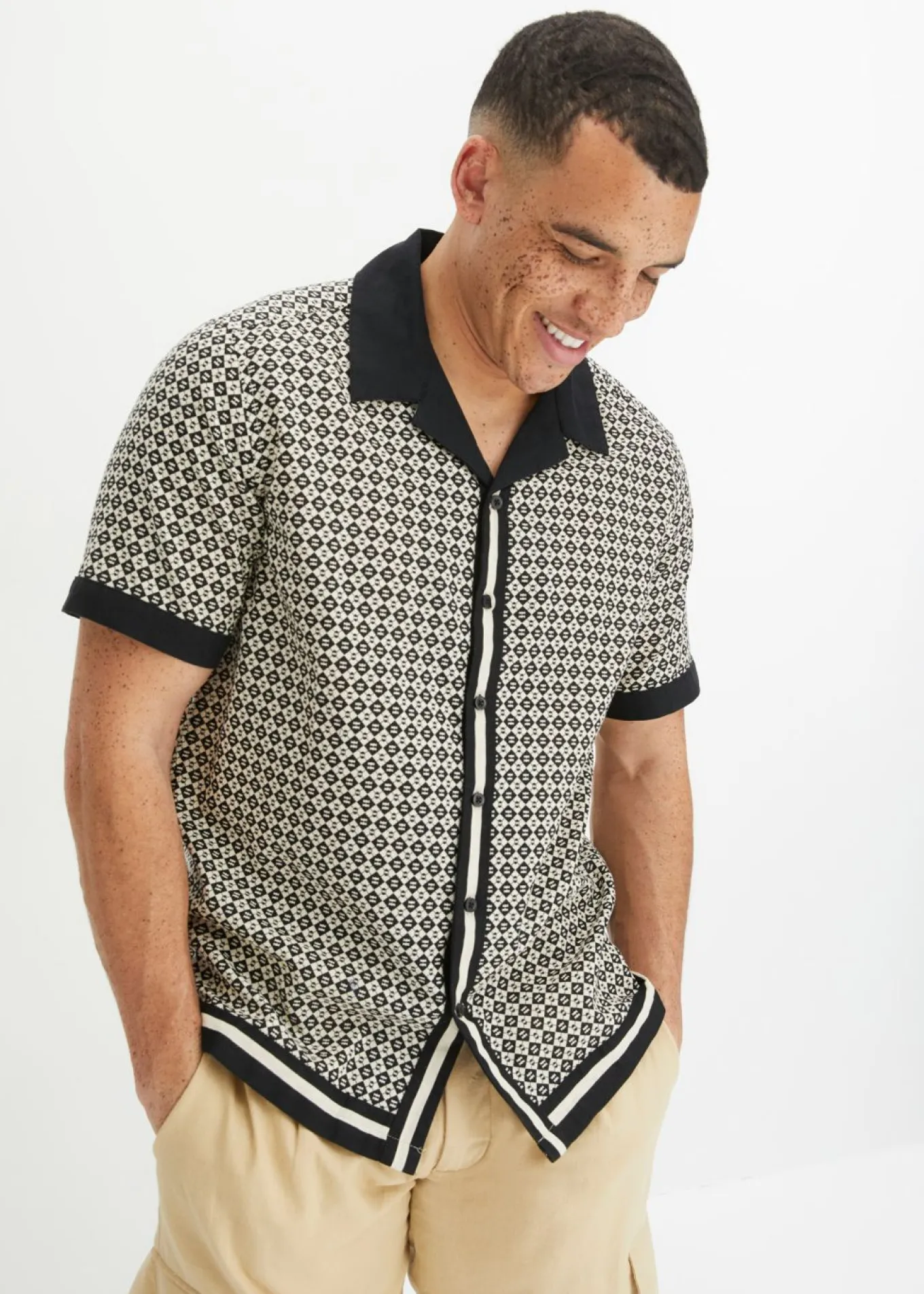 Camisa de manga corta con lino