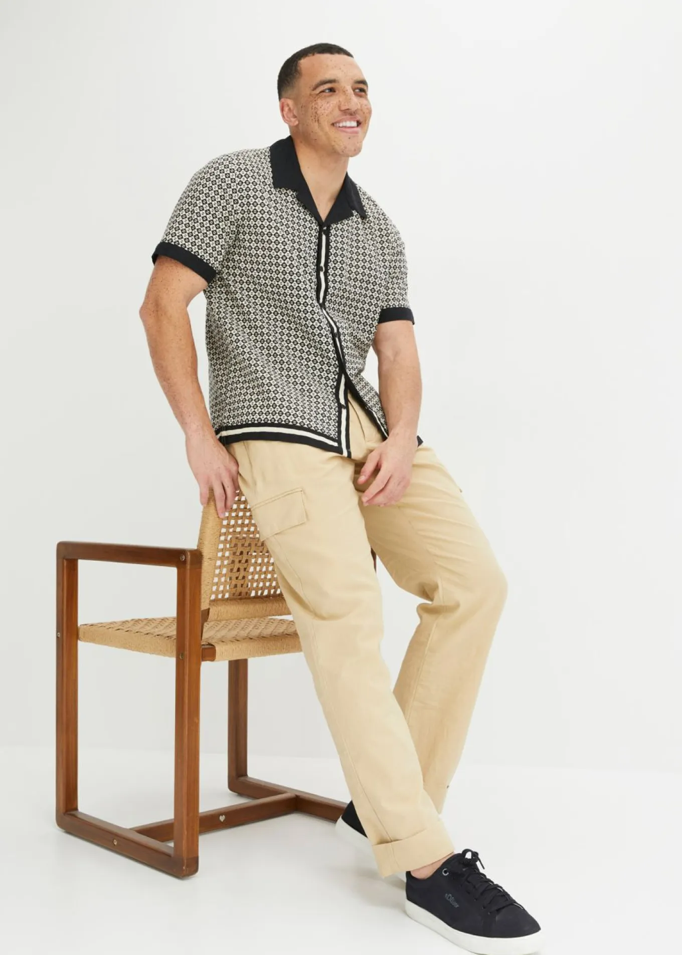 Camisa de manga corta con lino