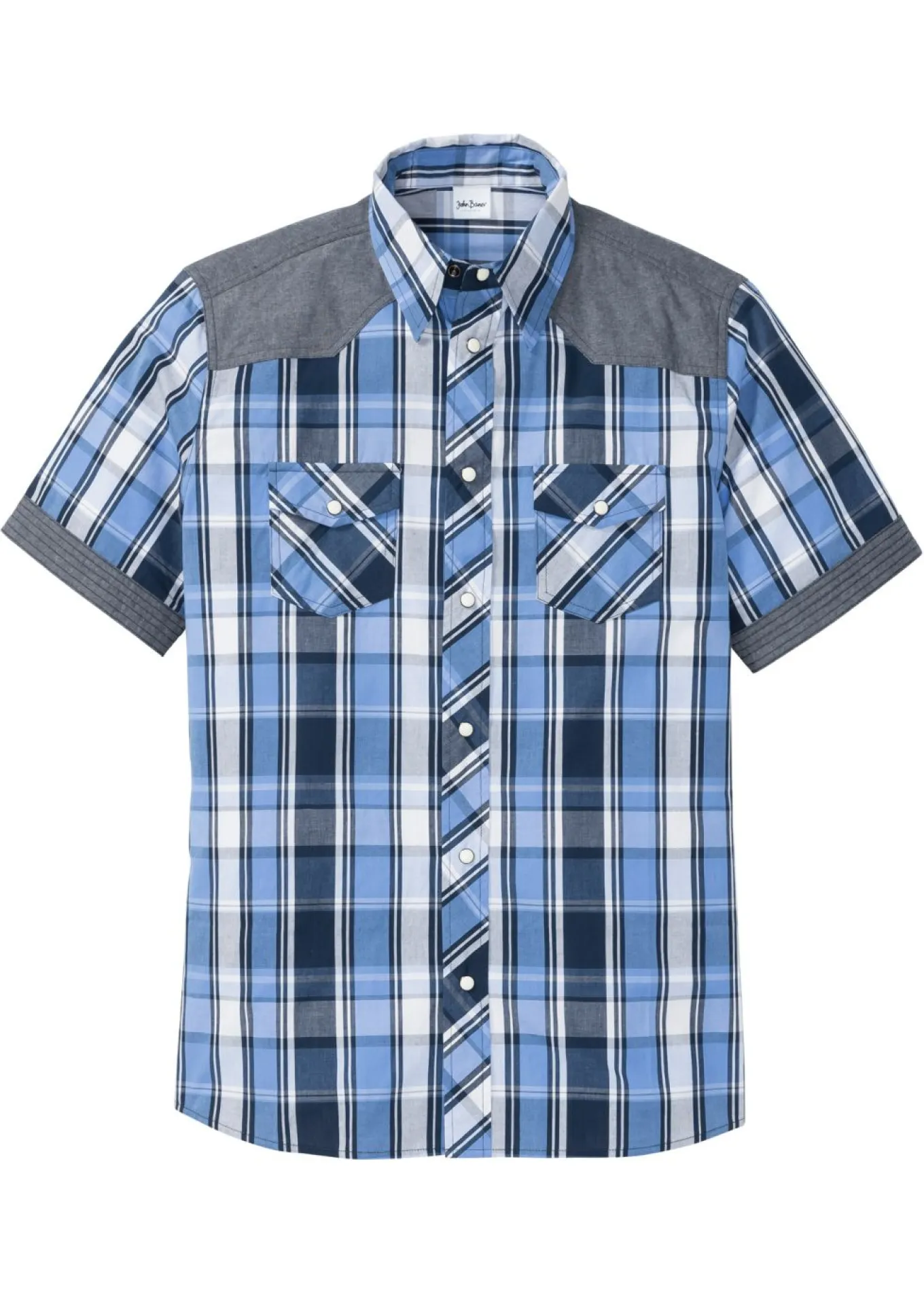 Camisa de manga corta con ribete vaquero