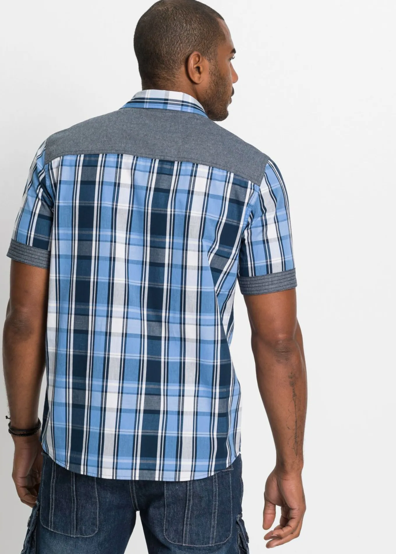 Camisa de manga corta con ribete vaquero