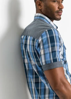Camisa de manga corta con ribete vaquero