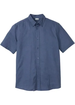 Camisa de manga corta de mezcla de lino vaporosa