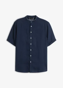 Camisa de manga corta de mezcla de lino fresco