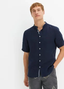 Camisa de manga corta de mezcla de lino fresco