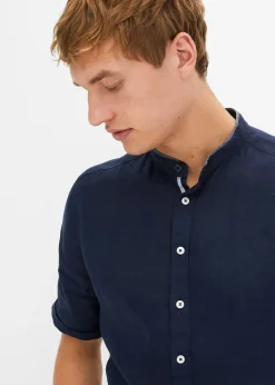 Camisa de manga corta de mezcla de lino fresco