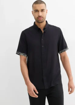 Camisa de manga corta de viscosa con corte slim