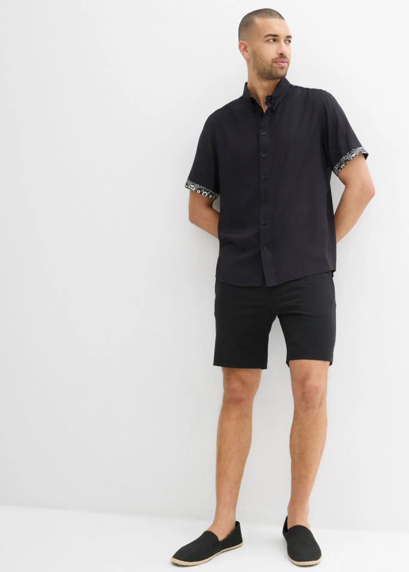 Camisa de manga corta de viscosa con corte slim