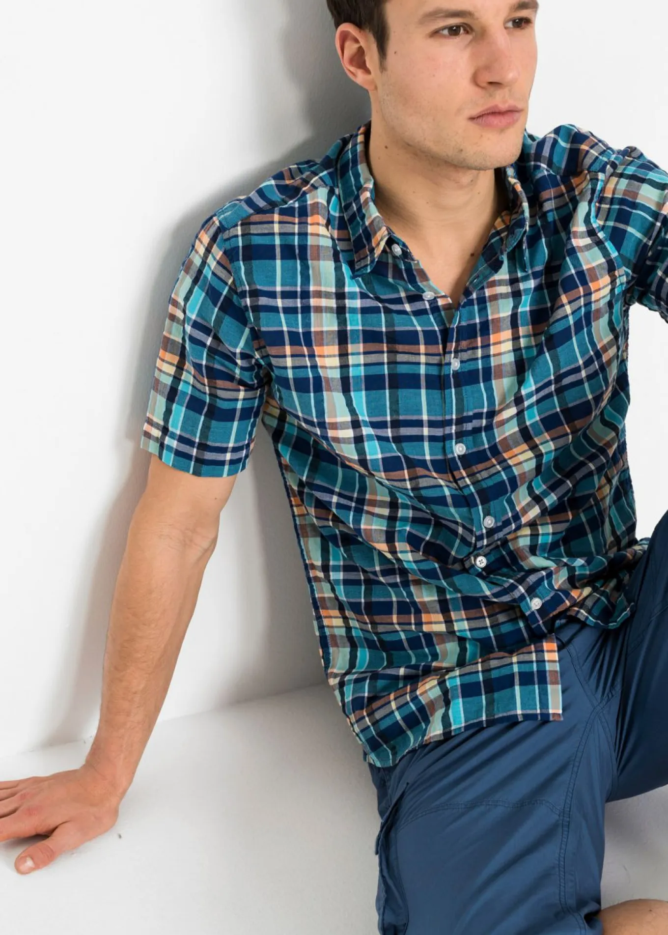 Camisa de manga corta de algodón puro milrayas