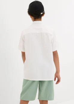 Camisa de manga corta de mezcla de lino vaporosa