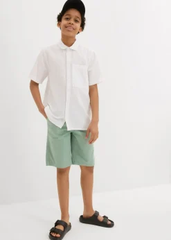Camisa de manga corta de mezcla de lino vaporosa