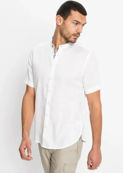 Camisa de manga corta de mezcla de lino fresco