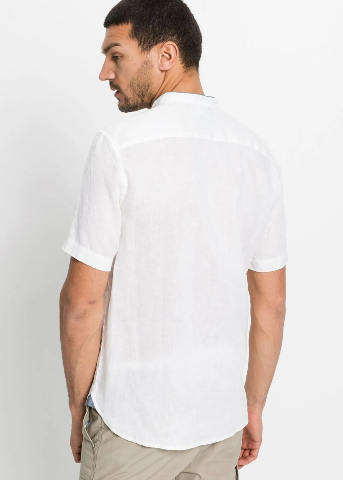 Camisa de manga corta de mezcla de lino fresco