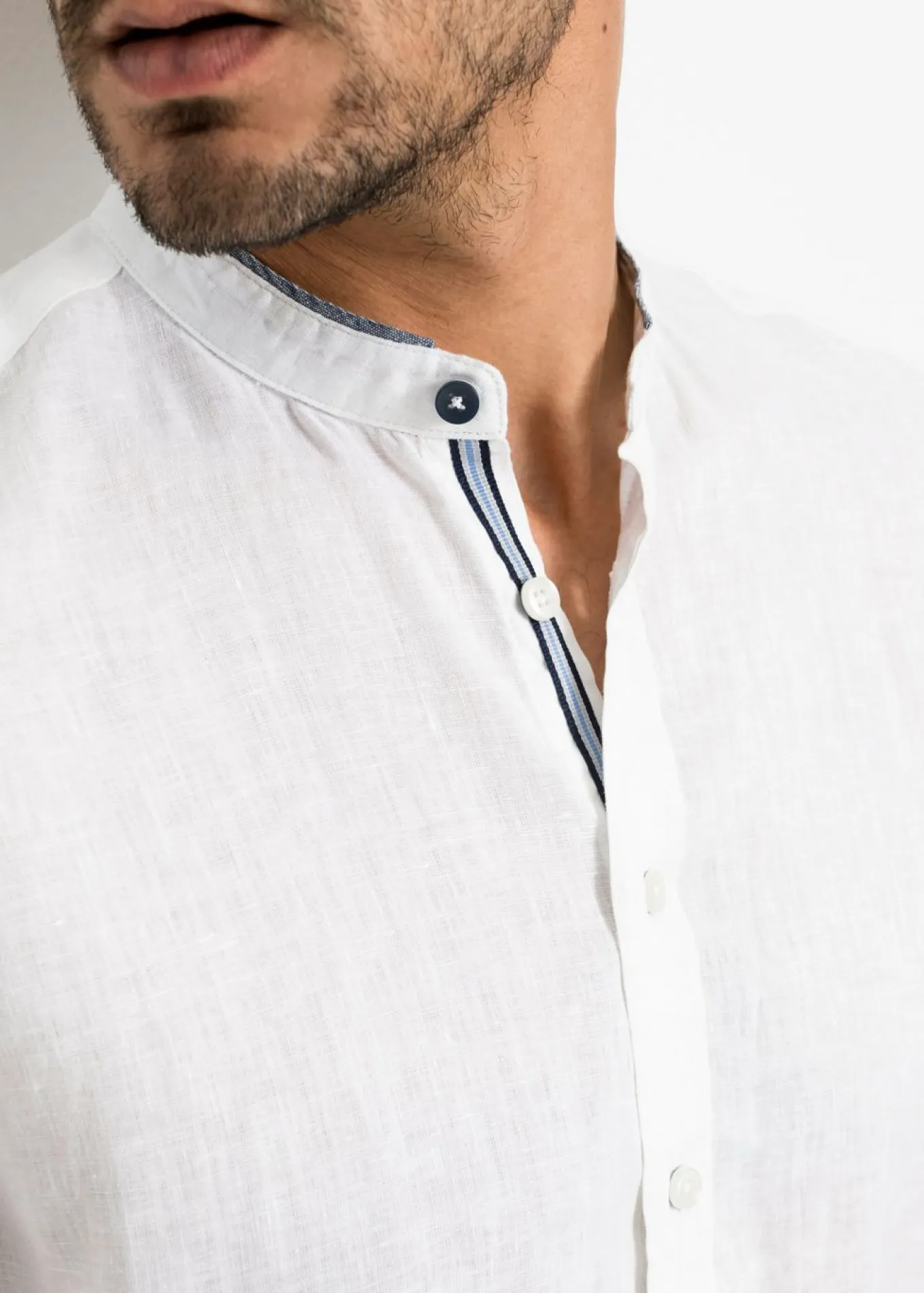 Camisa de manga corta de mezcla de lino fresco