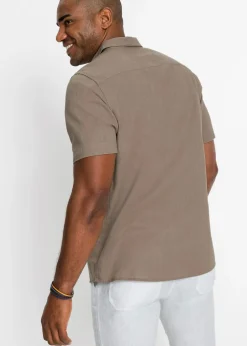Camisa de manga corta de mezcla de lino vaporosa