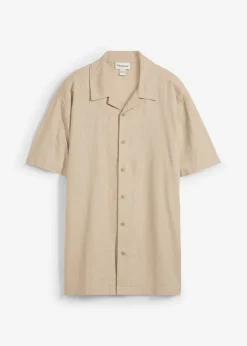 Camisa de manga corta y corte holgado con lino