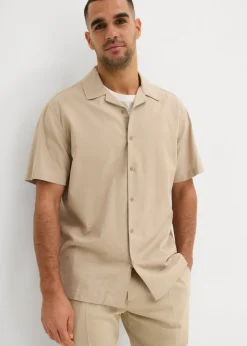 Camisa de manga corta y corte holgado con lino