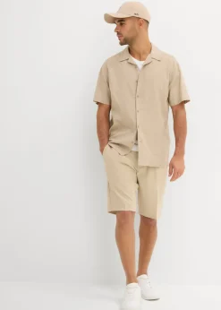 Camisa de manga corta y corte holgado con lino