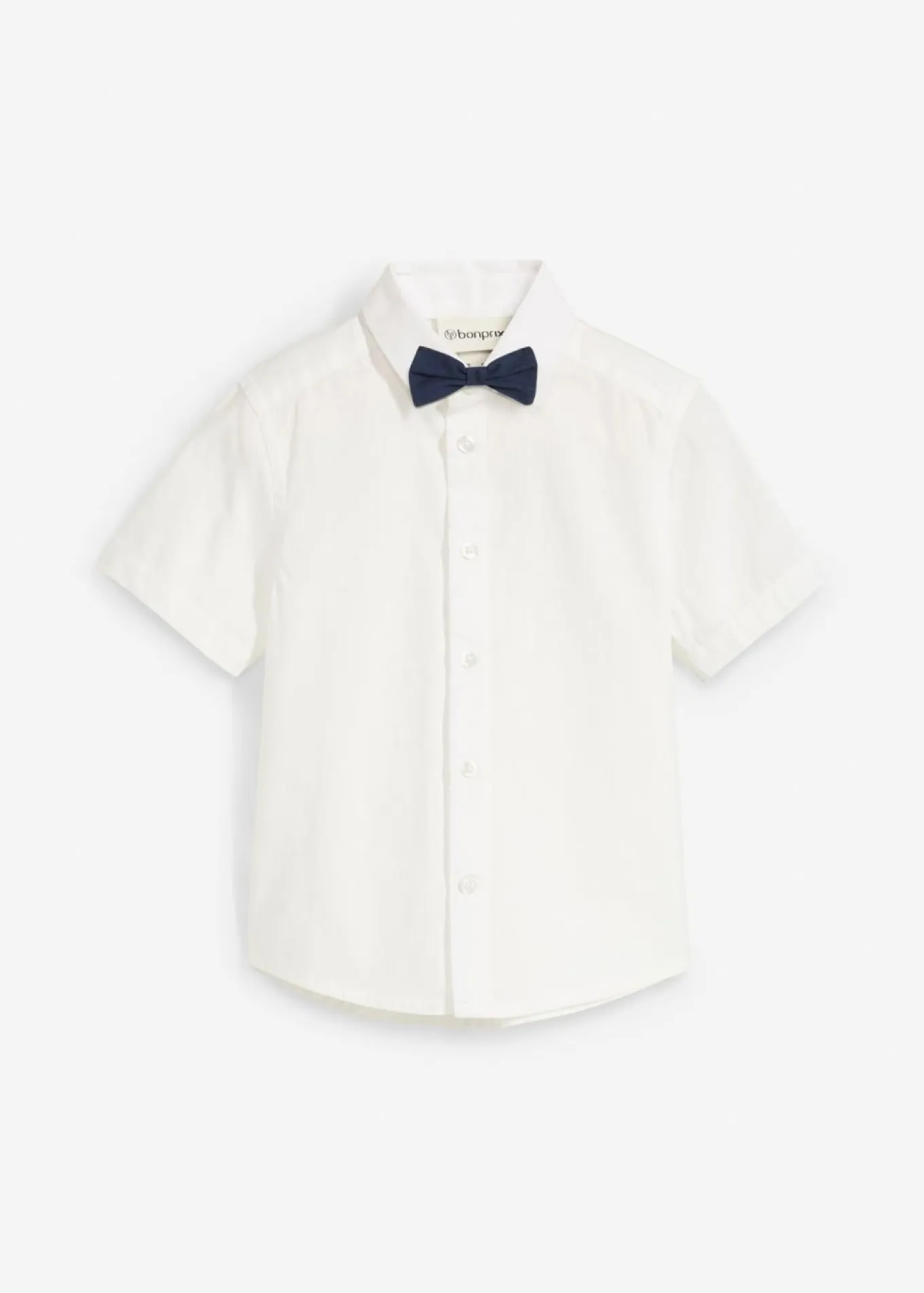 Camisa de manga corta y pajarita de algodón puro (conjunto de 2 piezas)