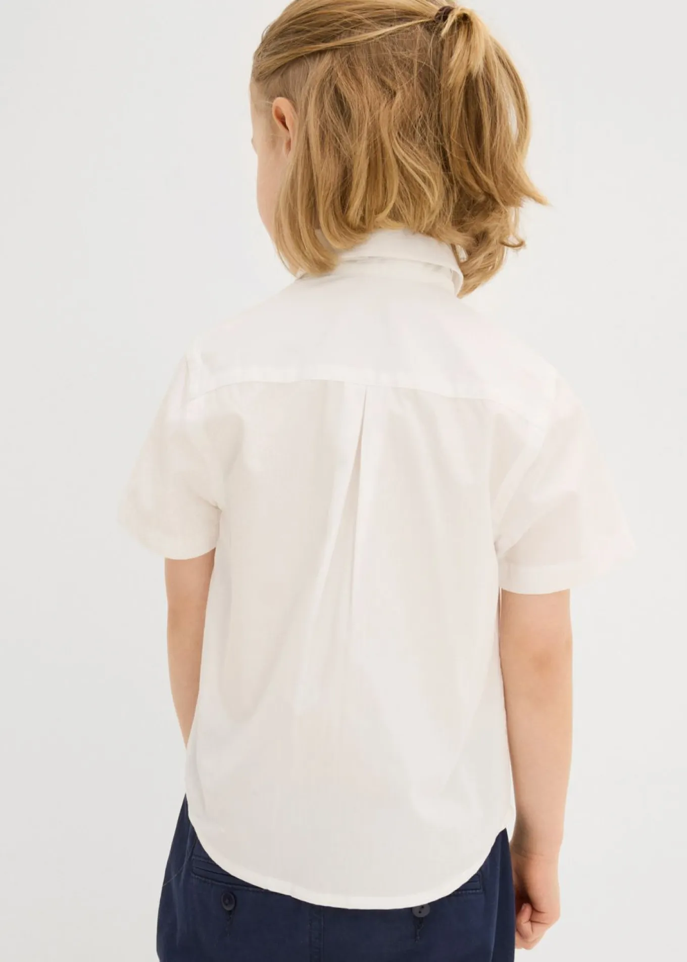 Camisa de manga corta y pajarita de algodón puro (conjunto de 2 piezas)