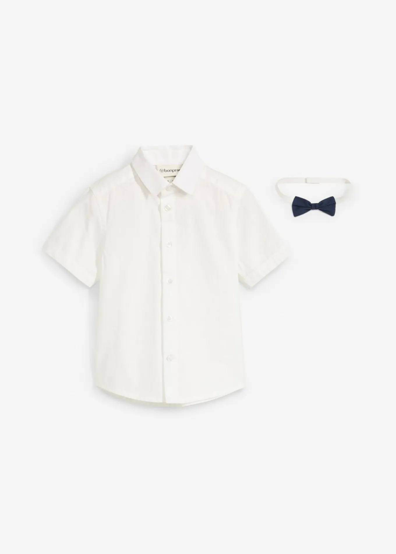 Camisa de manga corta y pajarita de algodón puro (conjunto de 2 piezas)