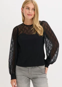 Camisa de manga larga con encaje
