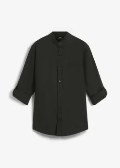 Camisa de manga larga con dobladillo de algodón puro