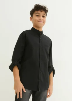 Camisa de manga larga con dobladillo de algodón puro