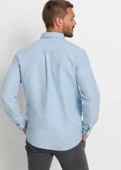Camisa de manga larga tipo Oxford de algodón puro