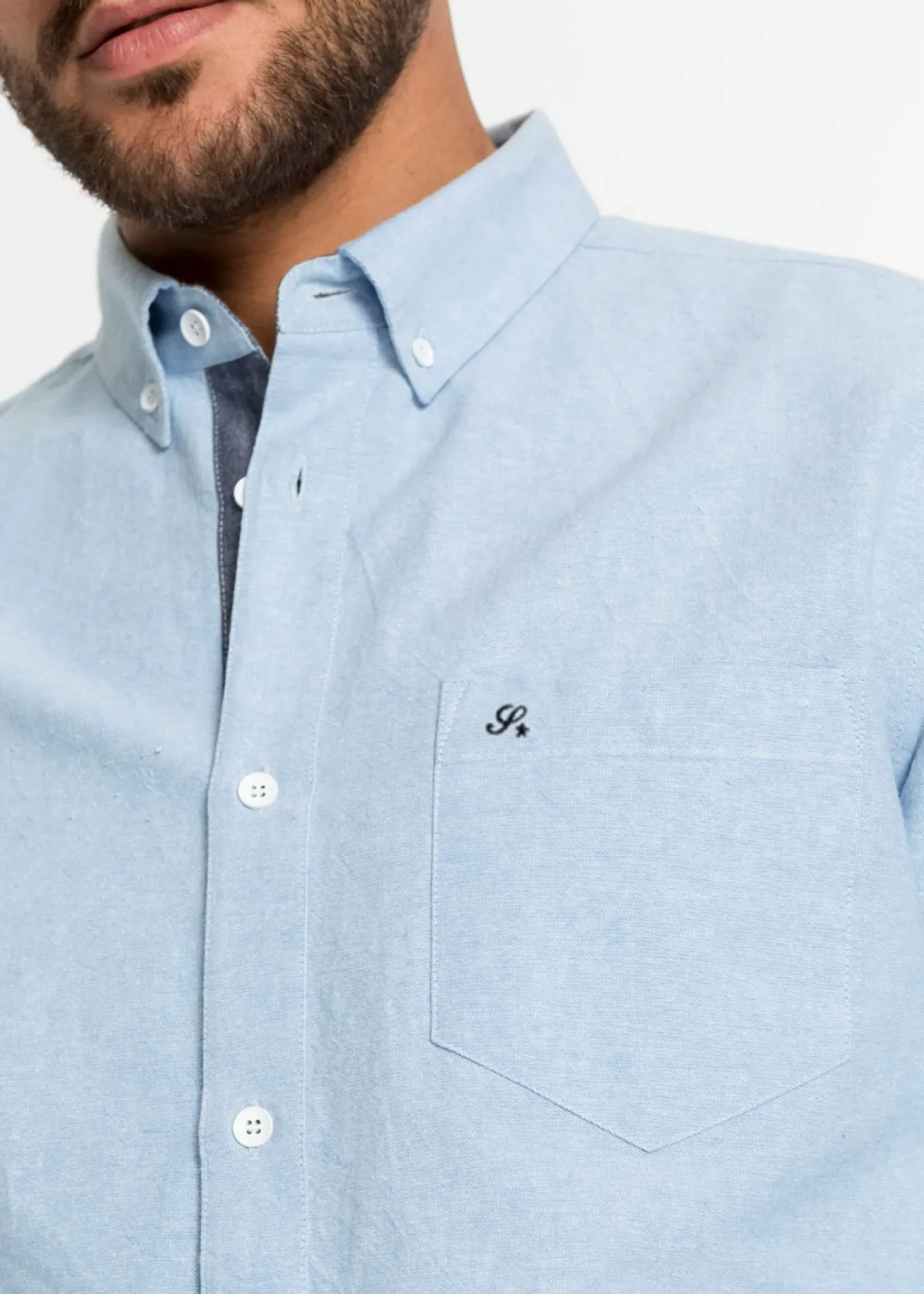 Camisa de manga larga tipo Oxford de algodón puro